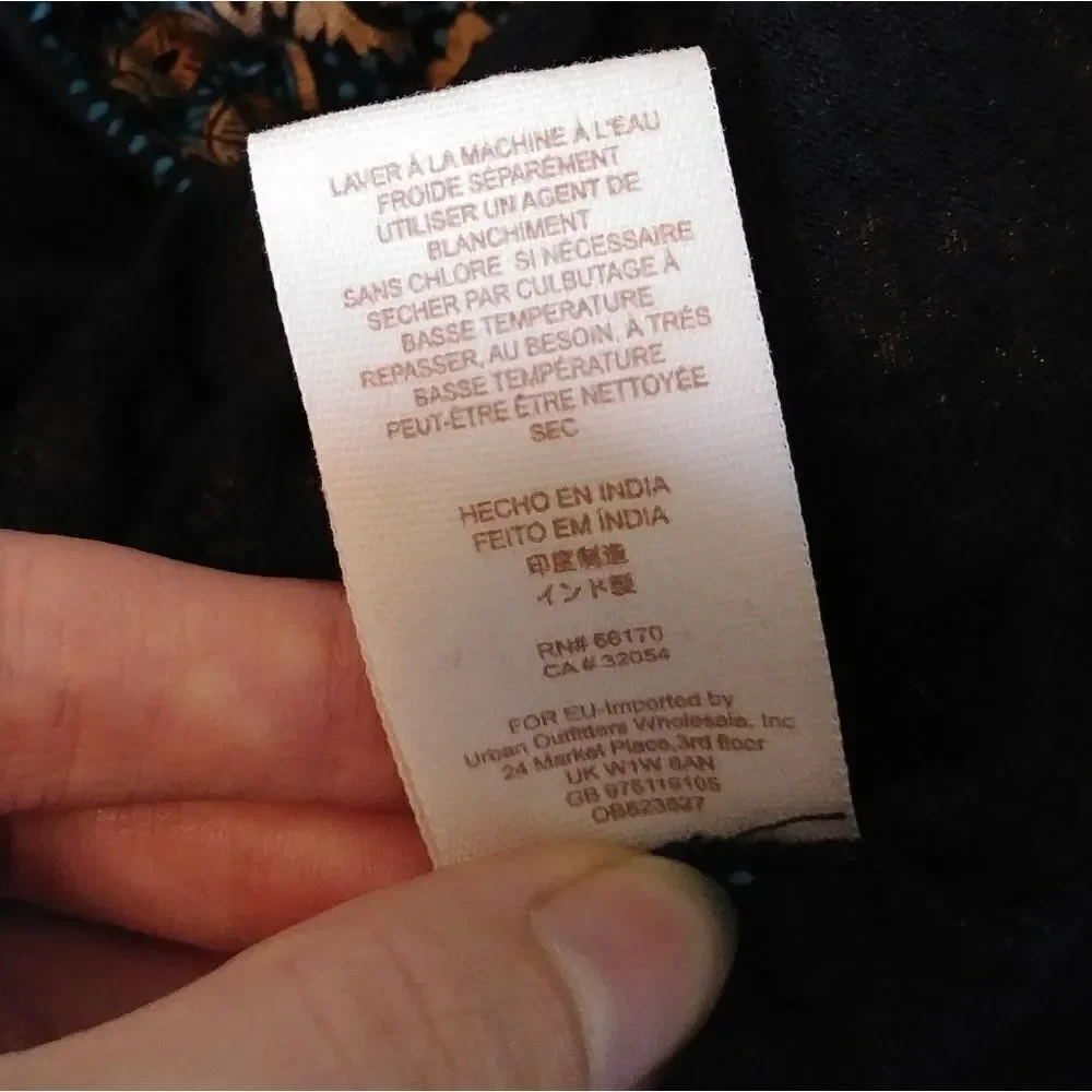 Free People Black & Gold Medallion Wide Sleeve Peasant Blouse
